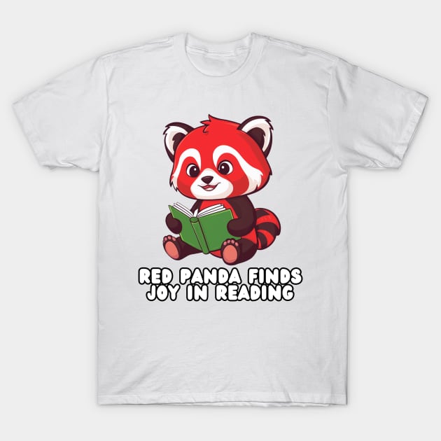 Adorable Red Panda Reading a Book T-Shirt by Via Lactea Design